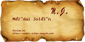 Mádai Jolán névjegykártya
